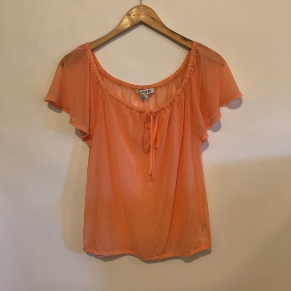 Tangerine peasant blouse - Picture 1 of 2